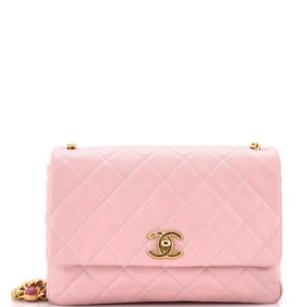 Chanel Resin Pearl Chain Flap Bag Quilted Lambskin Medium