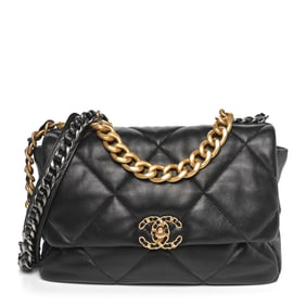 Chanel Lambskin Quilted Large Chanel 19 Flap Black