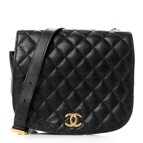 Chanel Grained Calfskin Quilted Messenger Flap Black