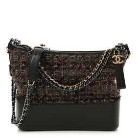 Chanel Tweed Calfskin Medium Gabrielle Hobo Brown