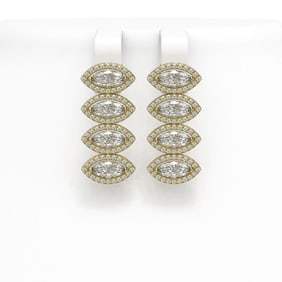 5.92 ctw Marquise Cut Diamond Micro Pave Earrings 18K Yellow Gold