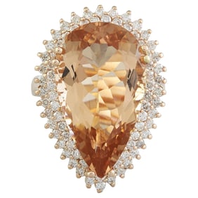 14.42 CTW Morganite 14K Rose Gold Diamond Ring