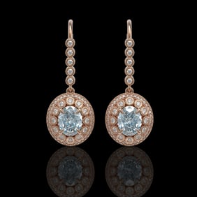 7.65 ctw Aquamarine & Diamond Victorian Earrings 14K Rose Gold