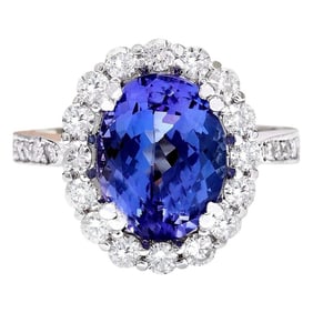 Tanzanite Diamond Ring 14K White Gold
