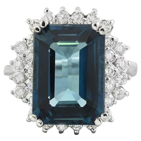 Topaz Diamond Ring 14K White Gold