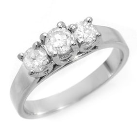 0.85 ctw Certified VS/SI Diamond 3 Stone Ring 18k White Gold