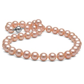 Pink Freshwater Pearl Necklace, 9.5-10.5mm