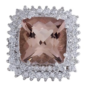 Morganite 14K White Gold Diamond Ring
