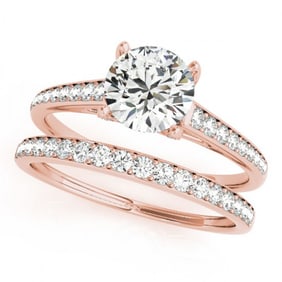 1.83 ctw Certified VS/SI Diamond 2pc Wedding Set 14k Rose Gold