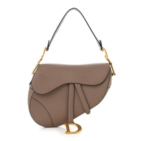 Christian Dior Grained Calfskin Saddle Bag Warm Taupe
