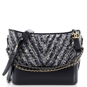 Chanel Gabrielle Hobo Chevron PVC Over Tweed Medium