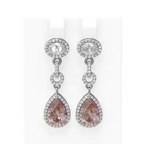 7.42 ctw Morganite & Diamond Earrings 18K White Gold