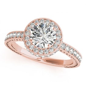 1.51 ctw Certified VS/SI Diamond Halo Ring 18k Rose Gold