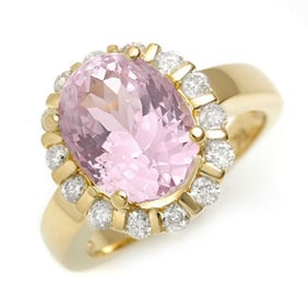 7.65 ctw Kunzite & Diamond Ring 10k Yellow Gold