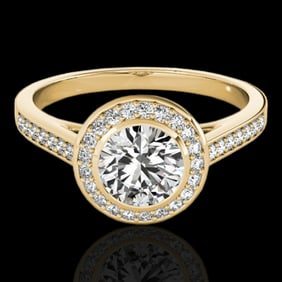 1.3 ctw Certified Diamond Solitaire Halo Ring 10k Yellow Gold