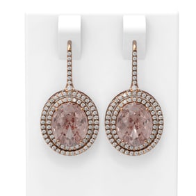 8.61 ctw Morganite & Diamond Earrings 18K Rose Gold