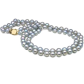 Natural-Color Baroque Blue Akoya Double-Strand Pearl Necklace