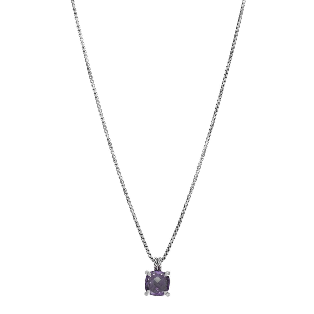 David Yurman Sterling Silver Diamond Amethyst: David Yurman Sterling Silver Diamond Amethyst 11mm Chatelaine Pendant Necklace Brand: DAVID YURMAN Condition: Excellent Condition Details: Hardware: Faint scratch(es), , Pouch, Due to grading limitati