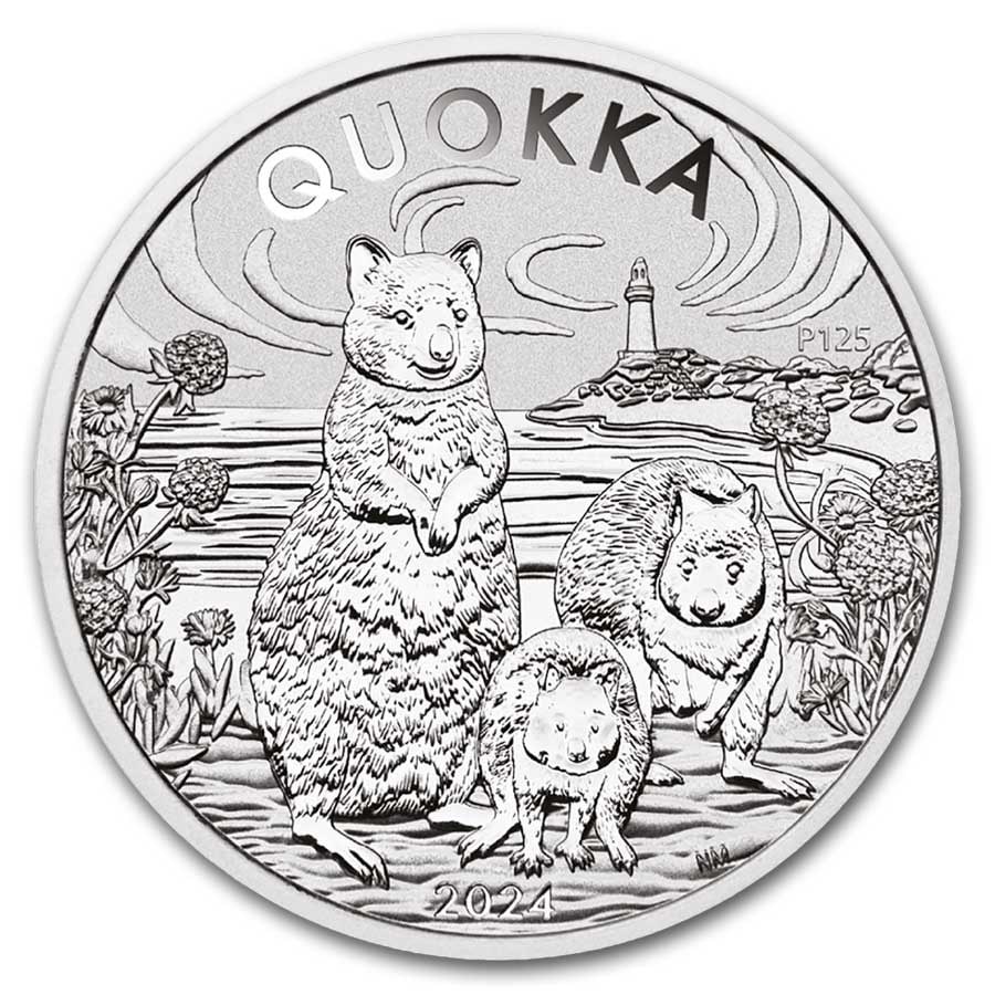 2024 Australia 1 oz Silver Australian Quokka BU: 2024 Australia 1 oz Silver Australian Quokka BU SKU no: RBJ298645 Year: 2024 Grade: Brilliant Unc Grade Service: None Denomination: 1 Dollar Mint Mark: P - Perth Metal Content: 1 troy oz