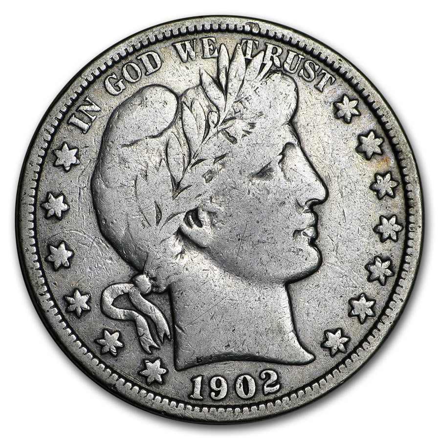 1902-O Barber Half Dollar VG: 1902-O Barber Half Dollar VG SKU no: RBJ50798 Year: 1902 Grade: Very Good Grade Service: None Denomination: $0.50 Mint Mark: O - New Orleans Metal Content: 0.3575 troy oz Purity: