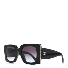Chanel Acetate Pearl Rectangle Sunglasses 5480-H-A Black