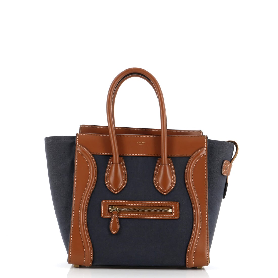 Celine Bicolor Luggage Bag Canvas and Leather Nano