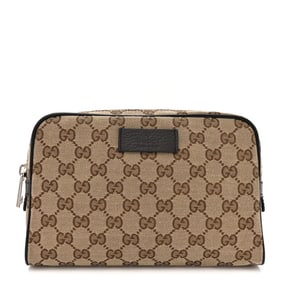 Gucci Monogram Dollar Calfskin Belt Bag Beige Ebony Testa di Moro Marrone Scuro