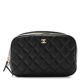 Chanel Caviar Quilted Medium Curvy Pouch Cosmetic Case Black