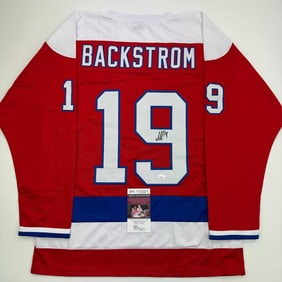 autographed/signed nicklas backstrom washington red retro