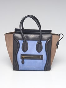 Celine Tri-Color Nubuck and Calfskin Leather Micro Luggage Tote Bag