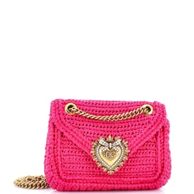 Dolce & Gabbana Devotion Crossbody Bag Raffia Crochet Medium
