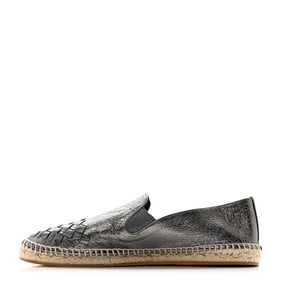 Bottega Veneta Metallic Nappa Intrecciato Woven Espadrille 39 Antique Silver