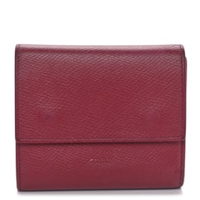 Celine Grained Calfskin Small Tri-Fold Wallet Red