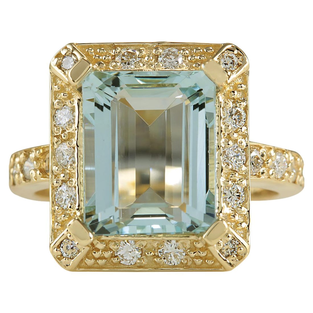 Radiant Natural Aquamarine Diamond Ring: Elegance: Radiant Natural Aquamarine Diamond Ring: Elegance in 14K Yellow Gold Ring Size: 7 US, Resizable Metal: 14k Gold, Yellow Gold Stone: Aquamarine, Diamond Stone Cut: Emerald Cut Weight: 4.85 ct Style
