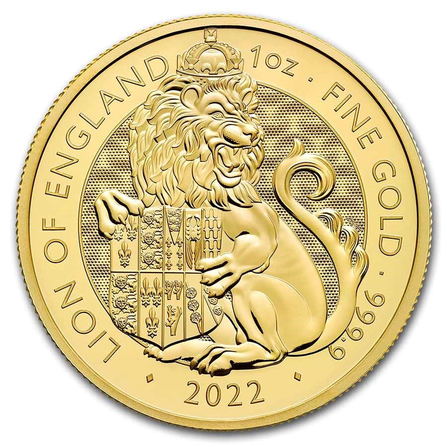 2022 GB 1 oz Gold The Royal Tudor Beasts The Lion of England: 2022 GB 1 oz Gold The Royal Tudor Beasts The Lion of England SKU no: RBJ247699 Year: 2022 Grade: Brilliant Unc Grade Service: None Denomination: 100 Pounds Mint Mark: Not Shown Metal Cont