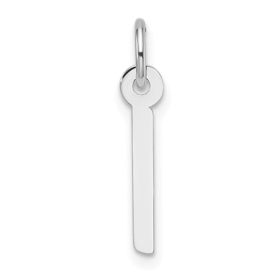 14K White Gold Slanted Block Letter I Initial Charm - 18.8 mm: 14K White Gold Slanted Block Letter I Initial Charm - 18.8 mm SKU no: RBJ267508 Metal: Gold Purity: 14K Finish: Polished Length Of Item: 18.8 mm Stone Type: Diamond Stone Color: White