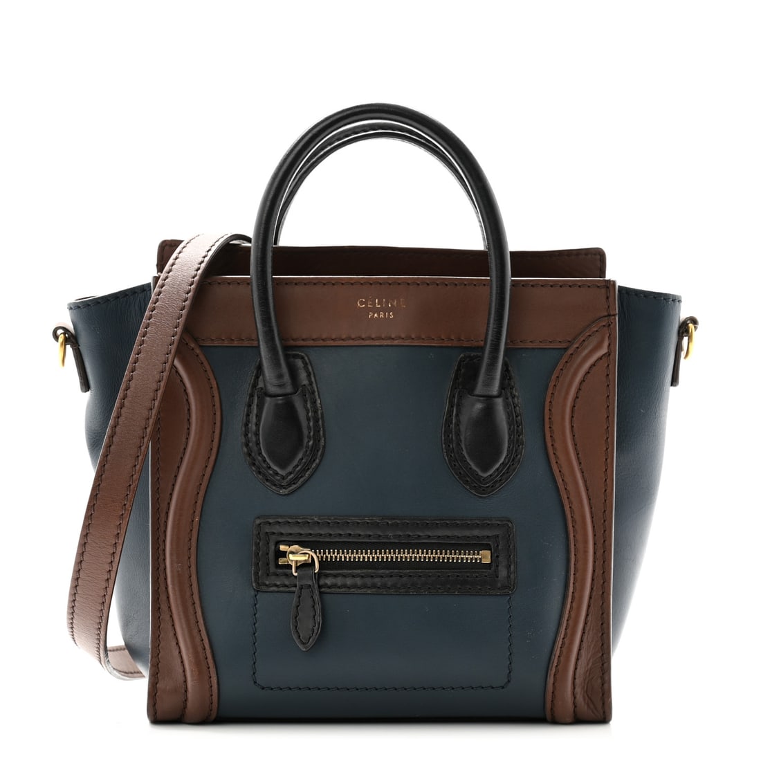 Celine Smooth Drummed Calfskin Nano Tri-Color: Celine Smooth Drummed Calfskin Nano Tri-Color Luggage Black Brand: CELINE Condition: Shows Wear Condition Details: Exterior: Creases, scuffs, faded area(s), edge wear, cracks, Handle: Creases, scuffs,