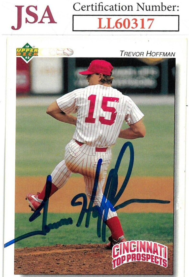 Trevor Hoffman signed 1992 Upper Deck: Trevor Hoffman signed 1992 Upper Deck Minor League Rookie Card (RC) #105- JSA Trevor Hoffman signed 1992 Upper Deck Minor League Rookie Card (RC) #105- JSA SKU no: RBJ7263056953432 Guidelines for Bidd