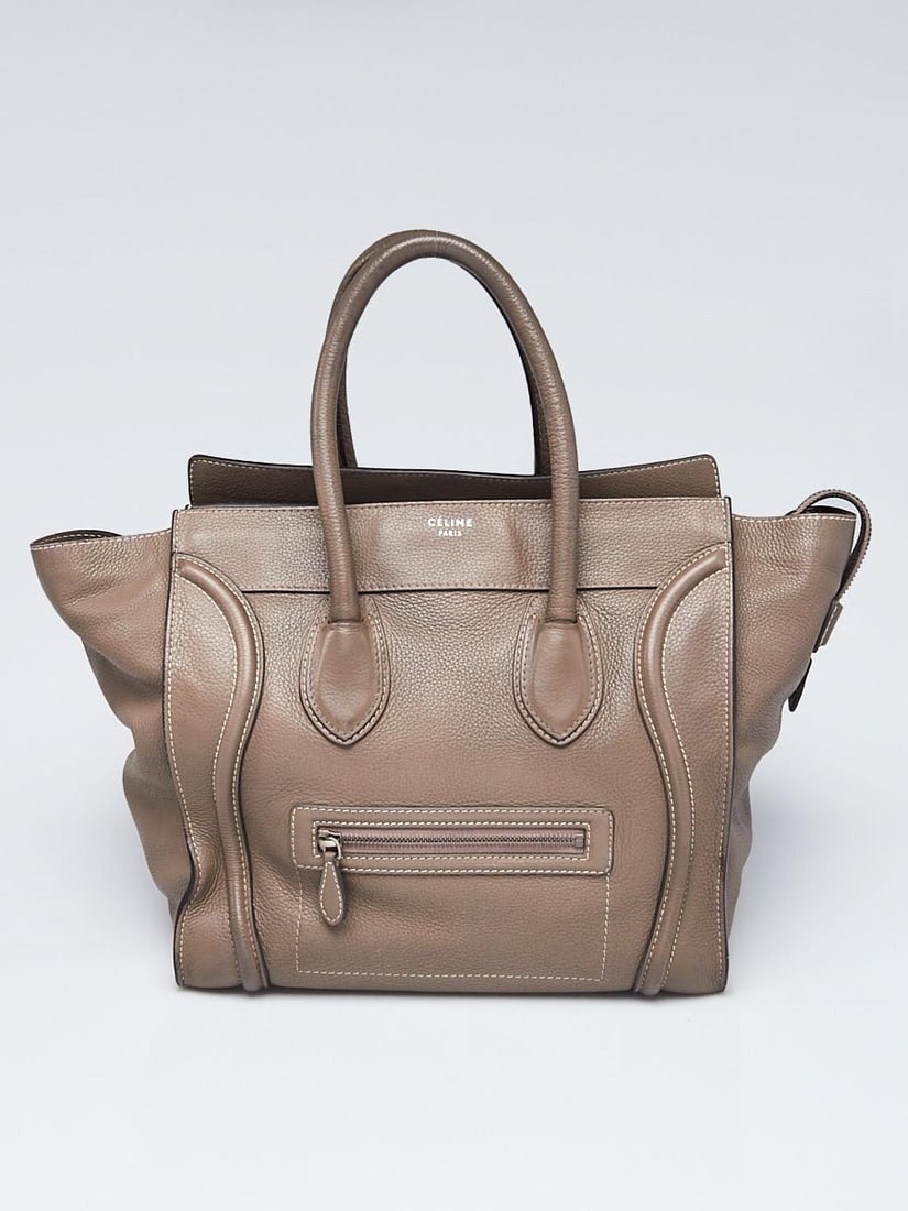 CELINE Grey Drummed Leather Mini Luggage: CELINE Grey Drummed Leather Mini Luggage Tote Bag Overall Condition: Gently used Exterior Condition: Gently used Interior Condition: Like new Designer: Celine Material: Grey pebbled leather Includ