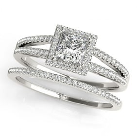 1.26 ctw Certified VS/SI Princess Diamond 2pc Set Halo 14k White Gold