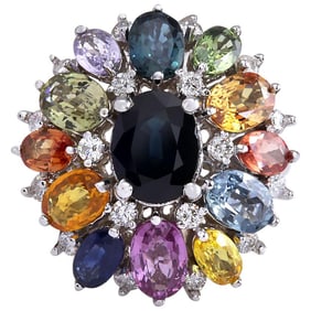 Natural Sapphire 14 Karat White Gold