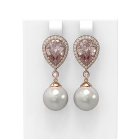 6.63 ctw Morganite & Diamond Earrings 18K Rose Gold