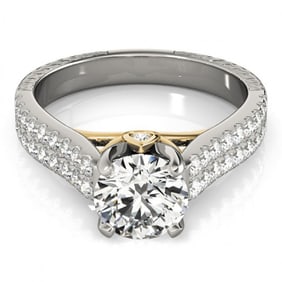 1.36 ctw Certified VS/SI Diamond Pave Ring 18k 2Tone Gold
