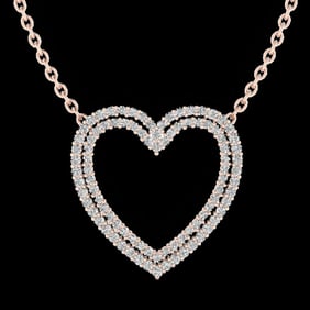 2 ctw VS/SI Diamond Heart Halo Designer Necklace 14k Rose Gold