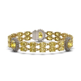 27.35 ctw Citrine & Diamond Bracelet 14K Yellow Gold
