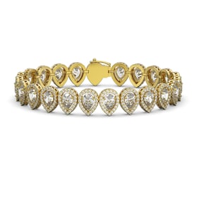 18.55 ctw Pear Cut Diamond Micro Pave Bracelet 18K Yellow Gold