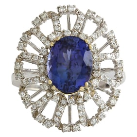 Tanzanite Diamond Ring 14K White Gold