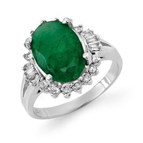 3.39 ctw Emerald & Diamond Ring 14k White Gold