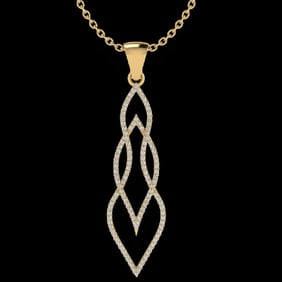0.80 ctw Micro Pave VS/SI Diamond Certified Necklace 14k Yellow Gold