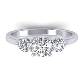 1.37 ctw Certified VS/SI Diamond Art Deco 3 Stone Ring 14k White Gold
